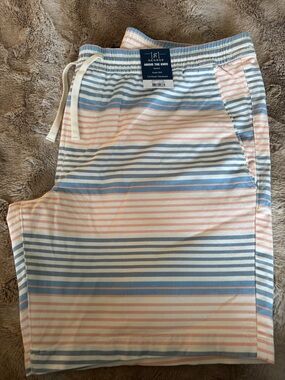 George Men’s Pull-On Shorts XL 40-42 Striped Elastic Waist Stretch Above Knee